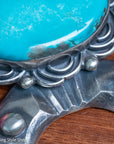 Chimney Butte Naja Pendant, Campitos Turquoise, Scrollwork, Navajo Sterling