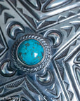 Roland Dixson Large Concho Pendant, Repousse Cross, Navajo Sterling Silver