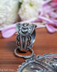 Roland Dixson Large Concho Pendant, Repousse Cross, Navajo Sterling Silver