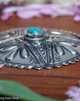 Roland Dixson Large Concho Pendant, Repousse Cross, Navajo Sterling Silver