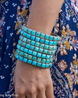 Turquoise Cuff Bracelet by Federico Jimenez | Sterling Silver | Vintage Style | Stacker Bracelets