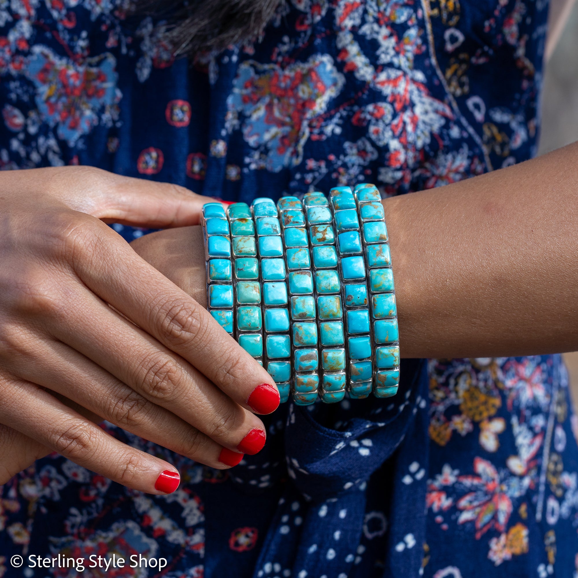 Turquoise Cuff Bracelet by Federico Jimenez | Sterling Silver | Vintage Style | Stacker Bracelets