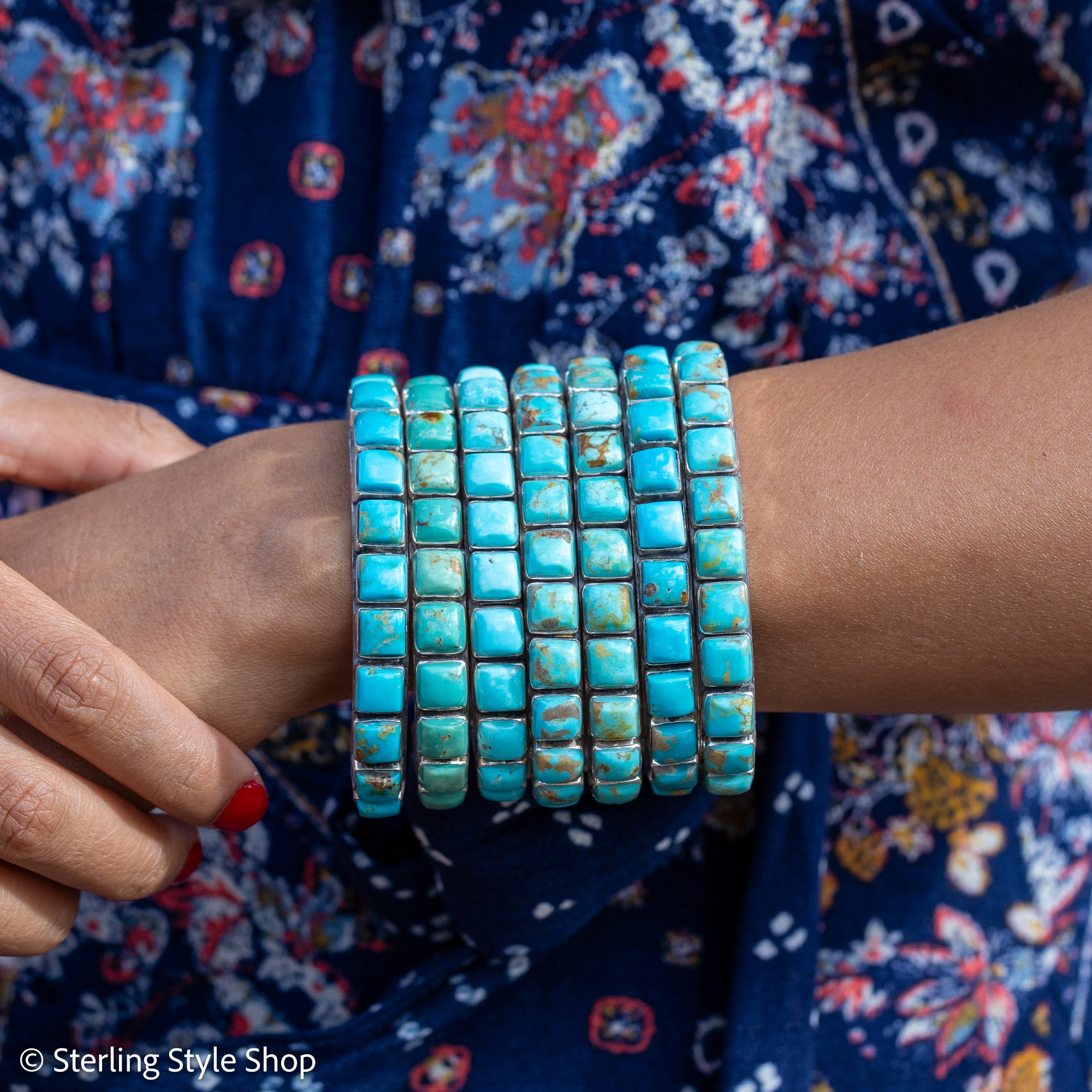 Turquoise Cuff Bracelet by Federico Jimenez | Sterling Silver | Vintage Style | Stacker Bracelets