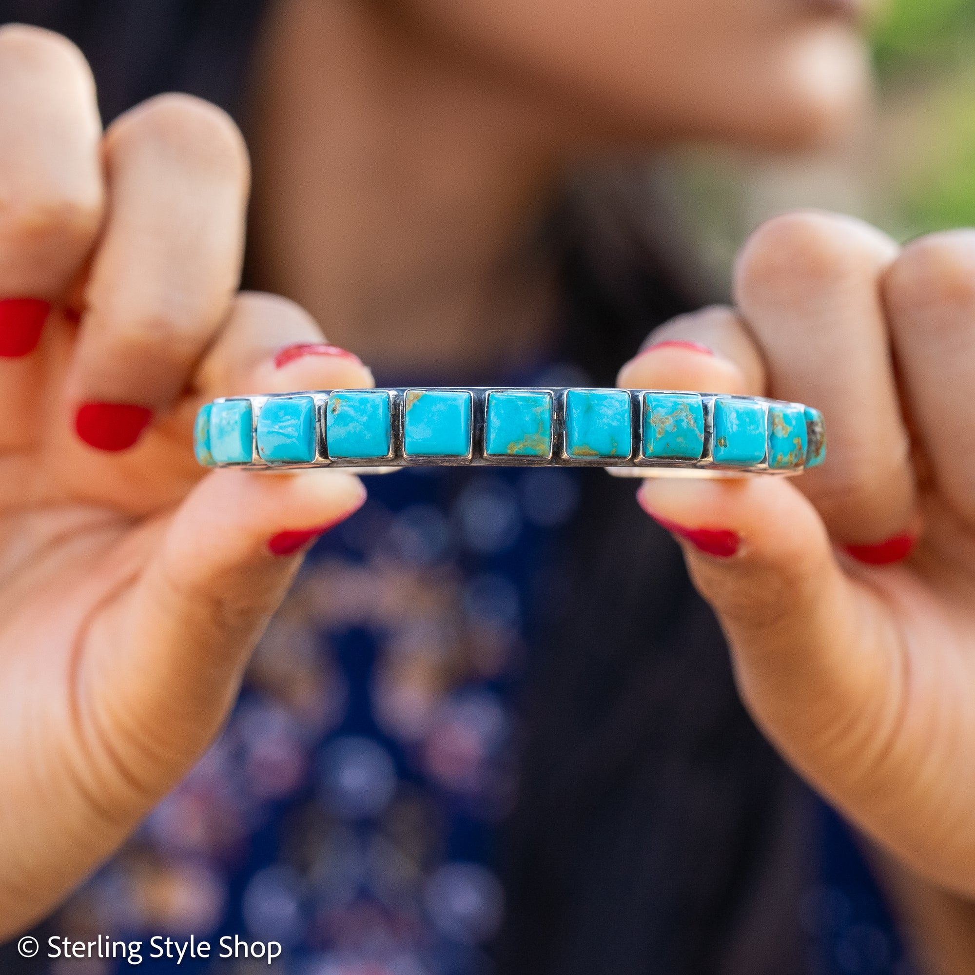 Turquoise Cuff Bracelet by Federico Jimenez | Sterling Silver | Vintage Style | Stacker Bracelets