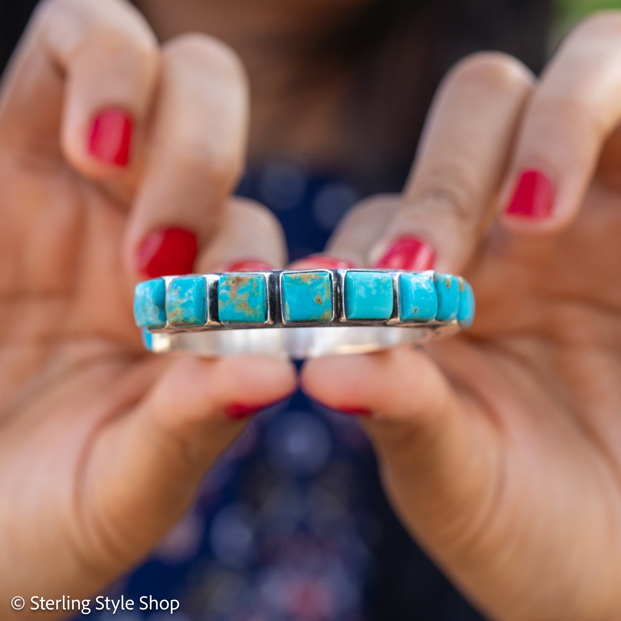 Turquoise Cuff Bracelet by Federico Jimenez | Sterling Silver | Vintage Style | Stacker Bracelets