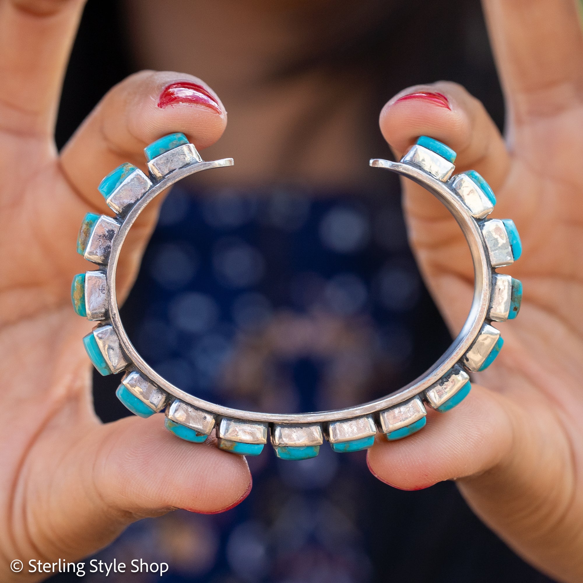 Turquoise Cuff Bracelet by Federico Jimenez | Sterling Silver | Vintage Style | Stacker Bracelets