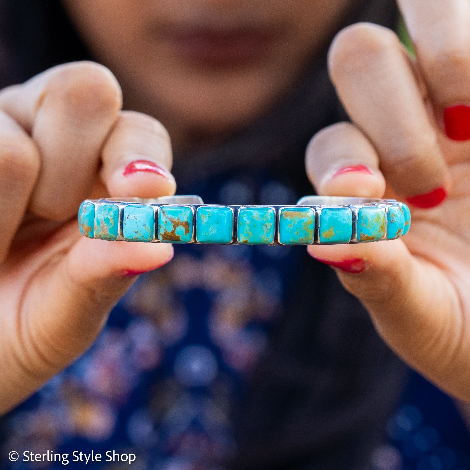 Turquoise Cuff Bracelet by Federico Jimenez | Sterling Silver | Vintage Style | Stacker Bracelets
