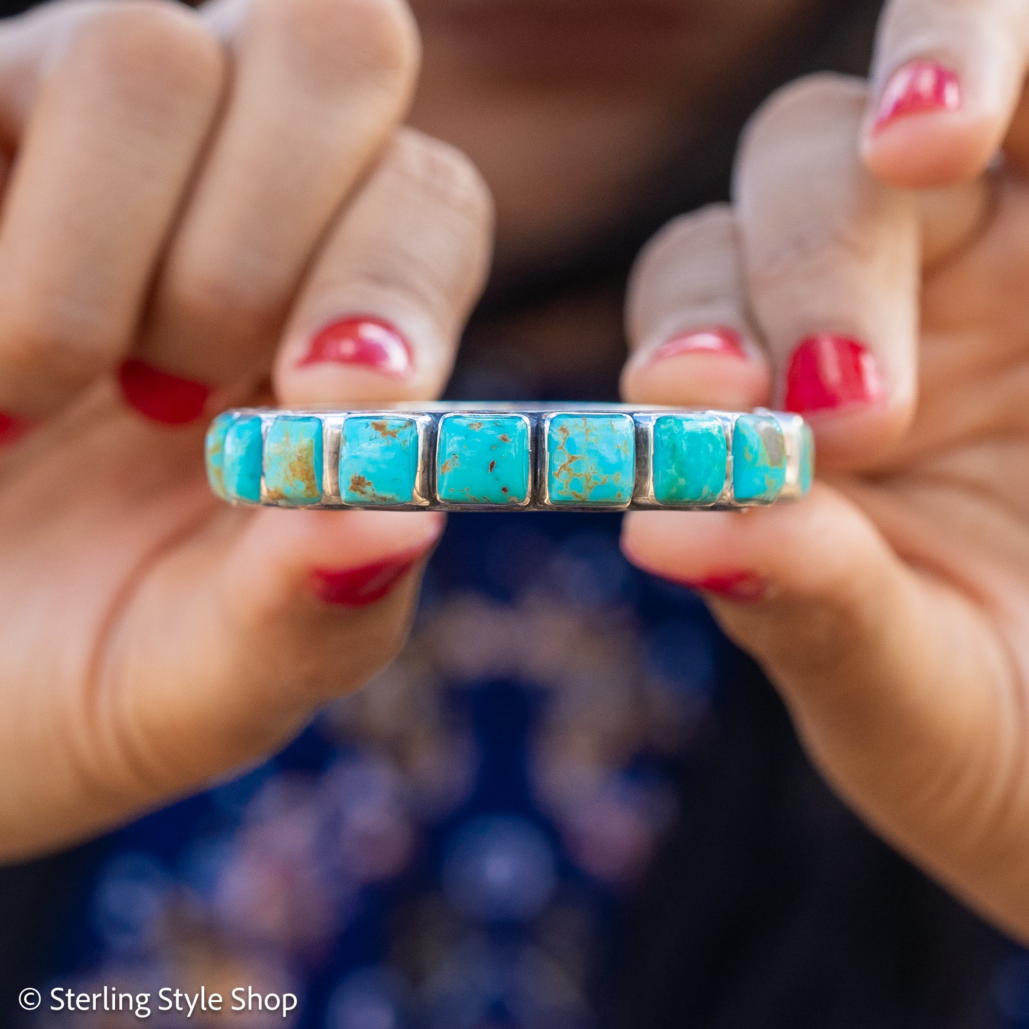 Turquoise Cuff Bracelet by Federico Jimenez | Sterling Silver | Vintage Style | Stacker Bracelets