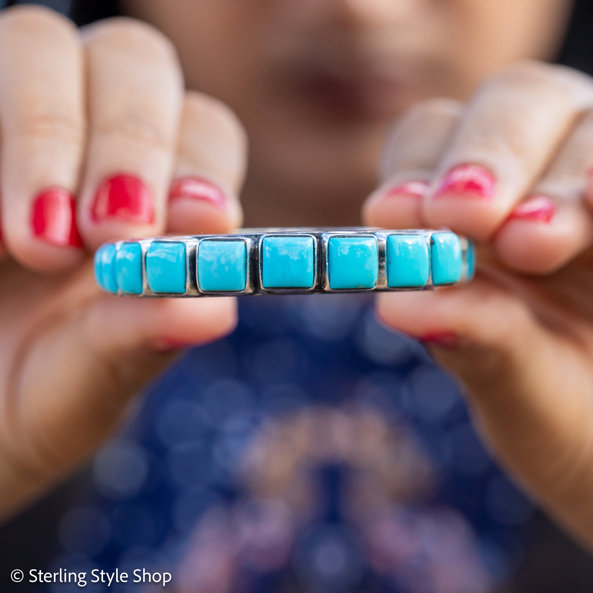 Turquoise Cuff Bracelet by Federico Jimenez | Sterling Silver | Vintage Style | Stacker Bracelets