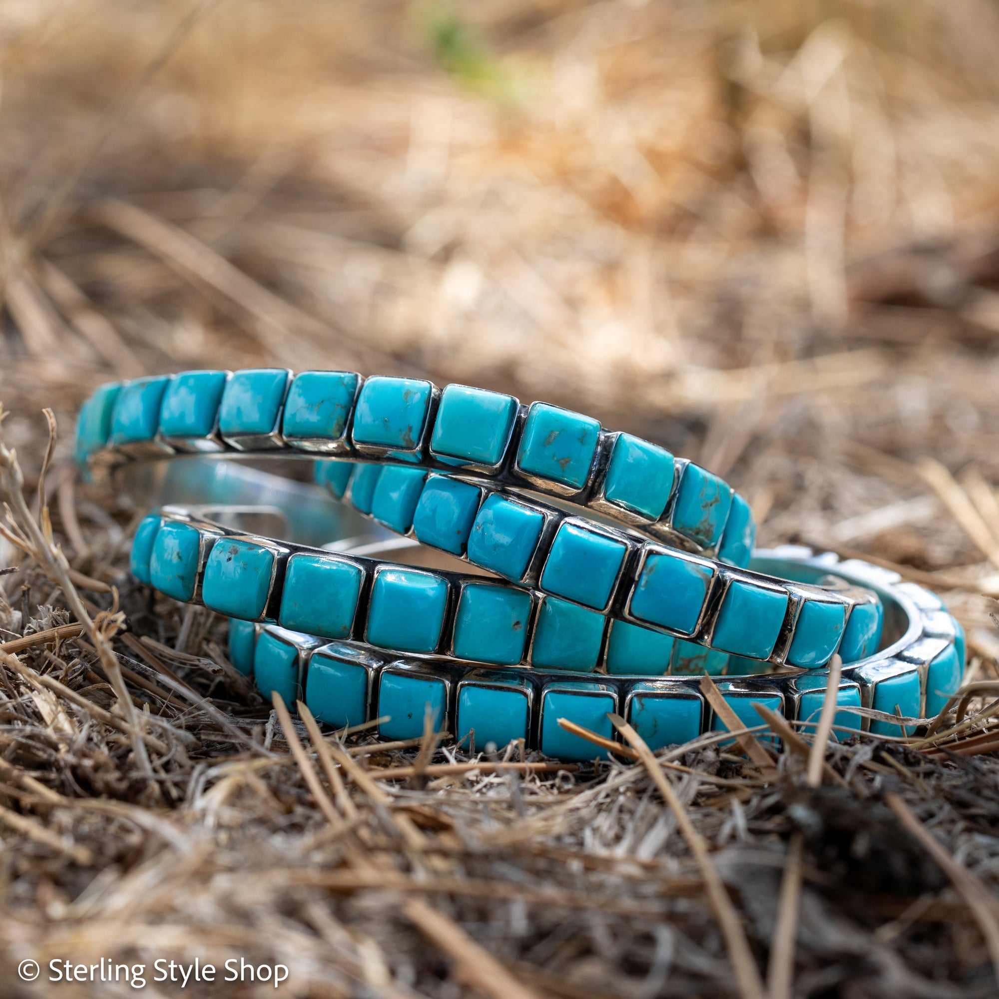 Turquoise Cuff Bracelet by Federico Jimenez | Sterling Silver | Vintage Style | Stacker Bracelets