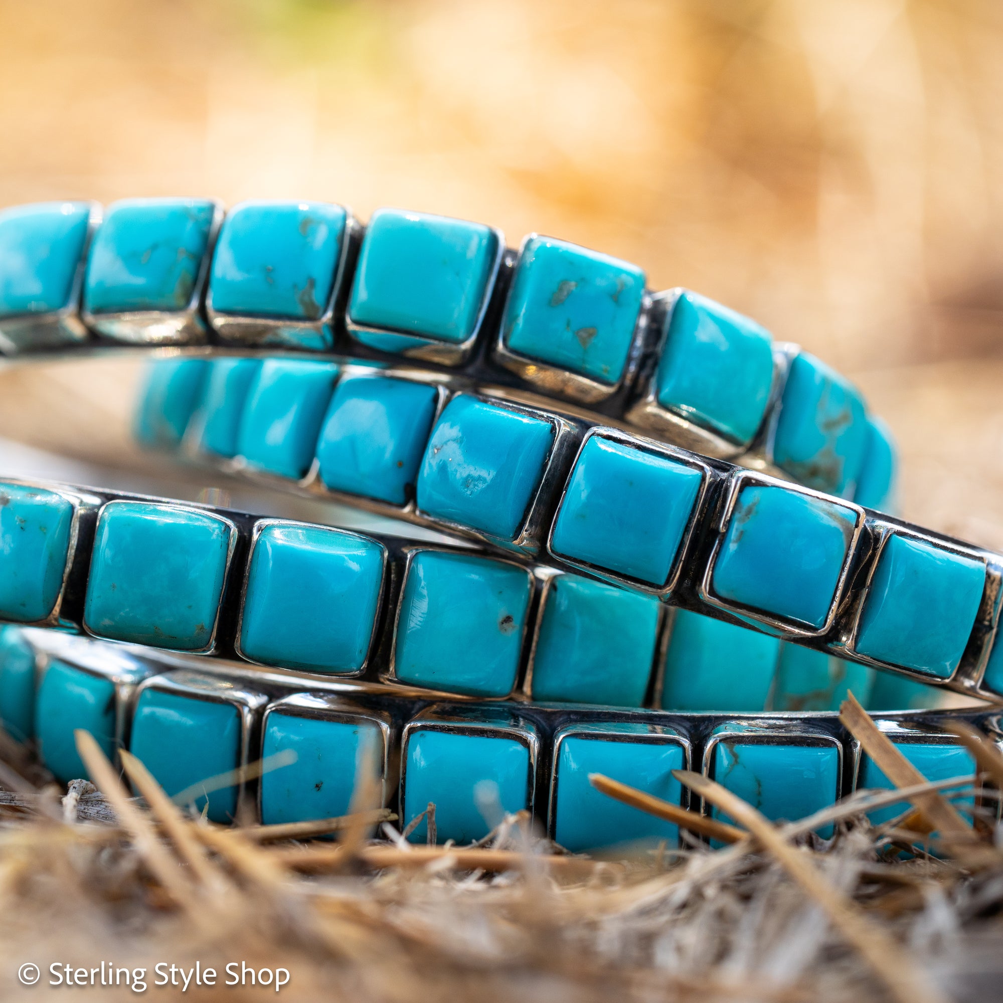 Turquoise Cuff Bracelet by Federico Jimenez | Sterling Silver | Vintage Style | Stacker Bracelets