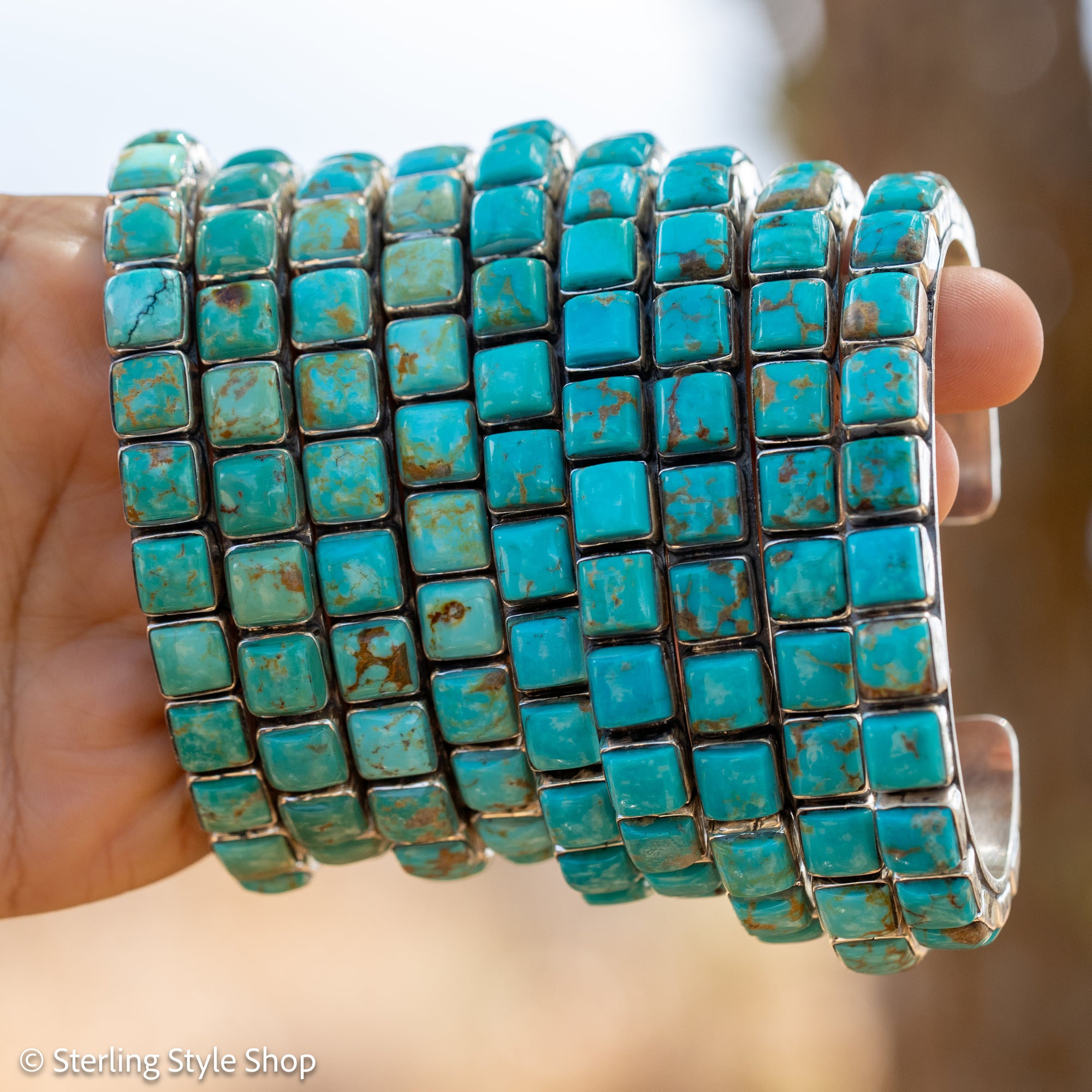Turquoise Cuff Bracelet by Federico Jimenez | Sterling Silver | Vintage Style | Stacker Bracelets