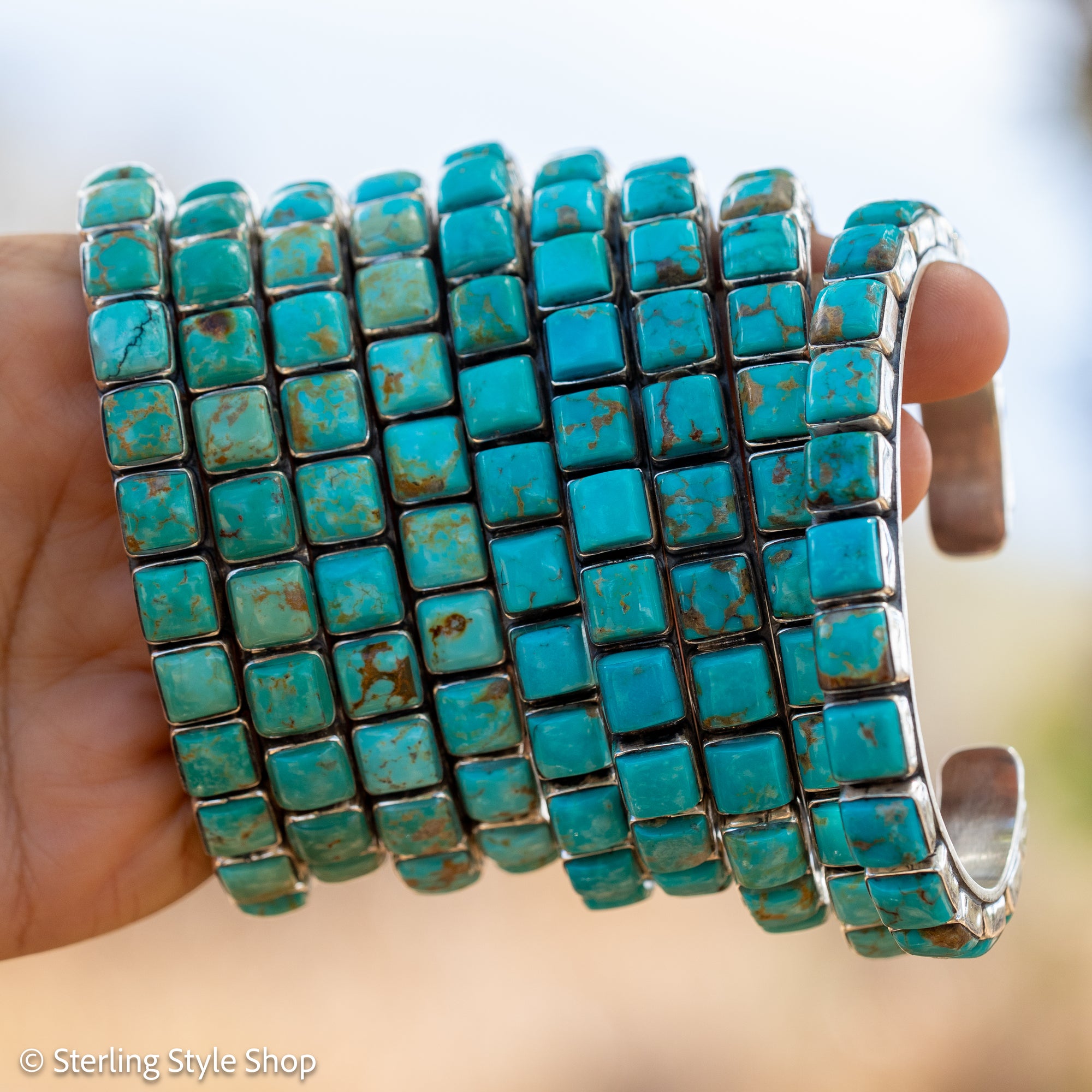 Turquoise Cuff Bracelet by Federico Jimenez | Sterling Silver | Vintage Style | Stacker Bracelets
