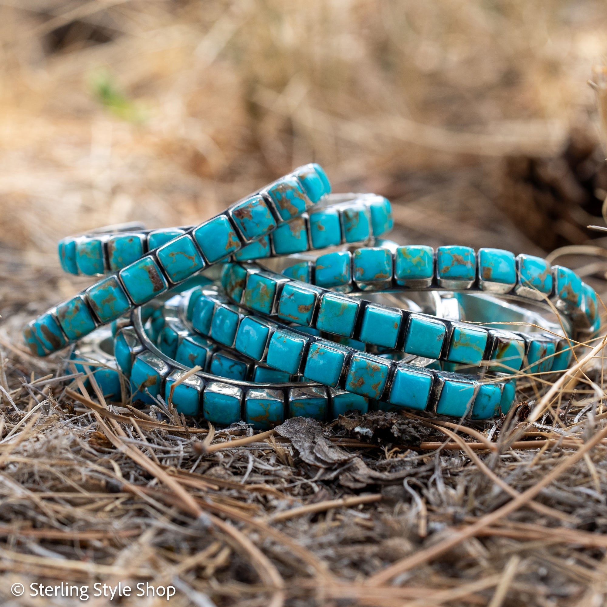 Turquoise Cuff Bracelet by Federico Jimenez | Sterling Silver | Vintage Style | Stacker Bracelets