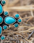 Federico Jimenez Turquoise Cross Ring, Signed Oaxacan Sterling Silver, Adjustable