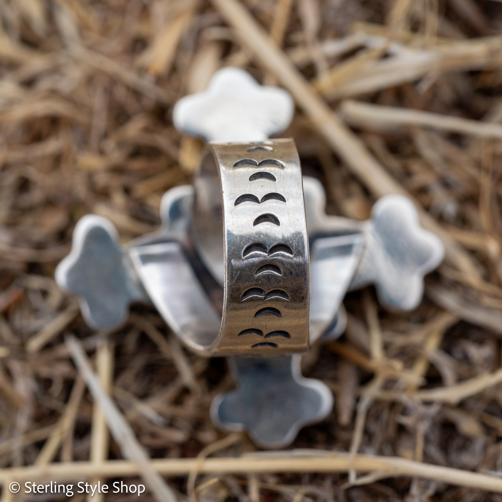Federico Jimenez Turquoise Cross Ring, Signed Oaxacan Sterling Silver, Adjustable
