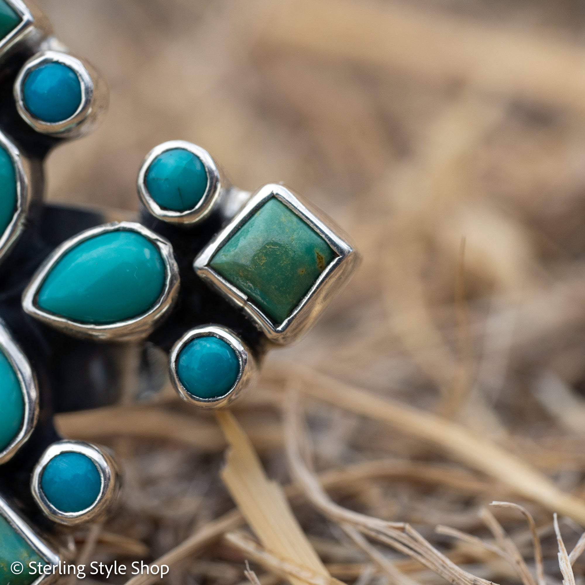Federico Jimenez Turquoise Cluster Ring, Royston Kingman Sleeping Beauty, Sterling