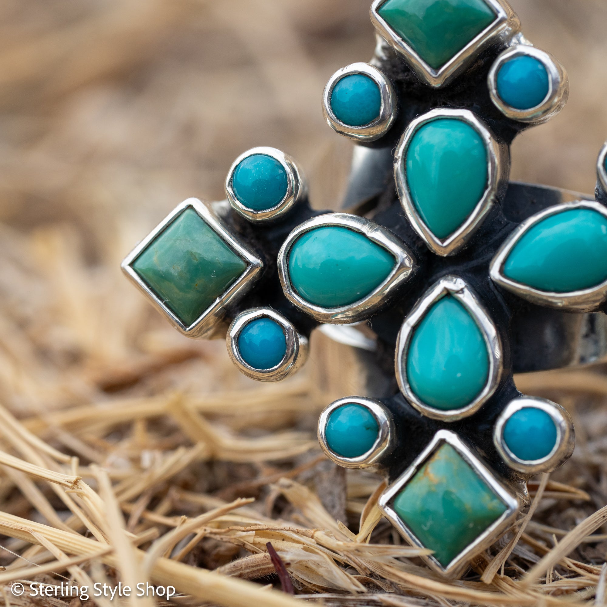 Federico Jimenez Turquoise Cluster Ring, Royston Kingman Sleeping Beauty, Sterling