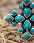 Federico Jimenez Turquoise Cluster Ring, Royston Kingman Sleeping Beauty, Sterling