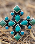 Federico Jimenez Turquoise Cluster Ring, Royston Kingman Sleeping Beauty, Sterling