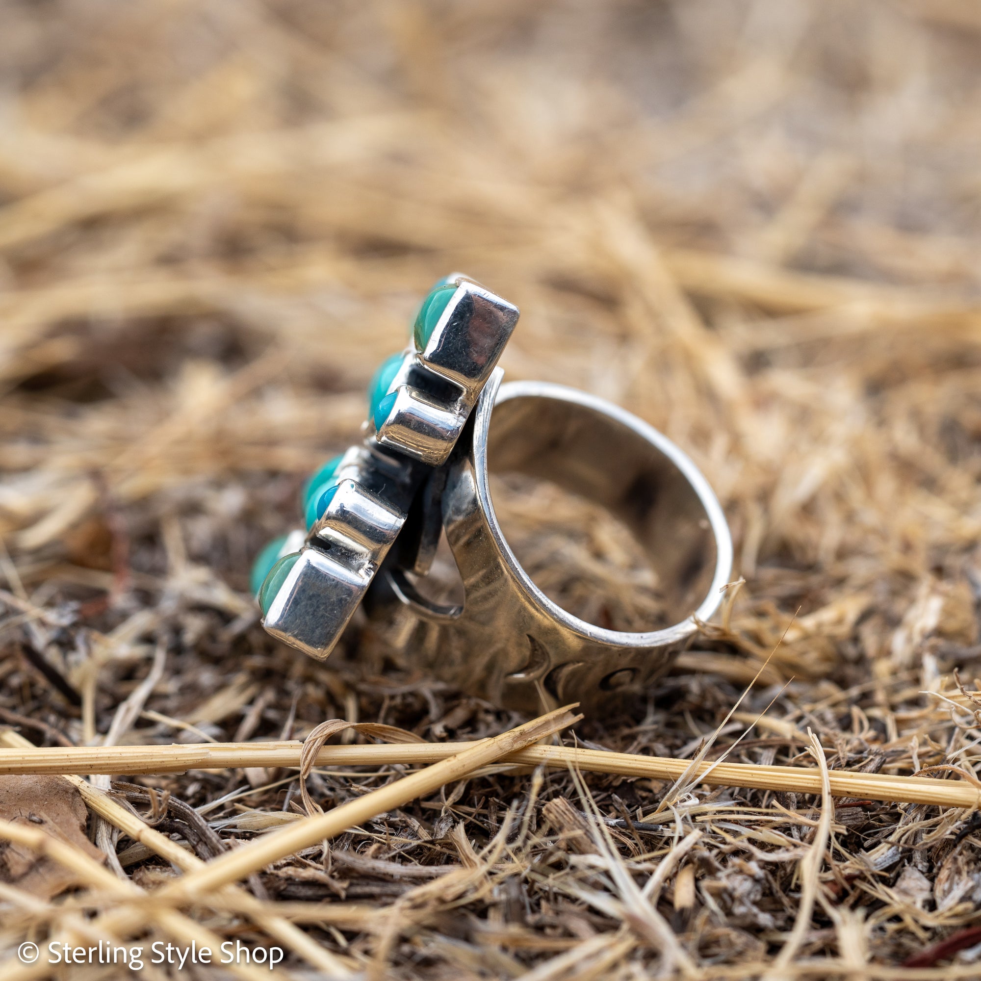 Federico Jimenez Turquoise Cluster Ring, Royston Kingman Sleeping Beauty, Sterling