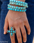 Federico Jimenez Turquoise Cluster Ring, Royston Kingman Sleeping Beauty, Sterling
