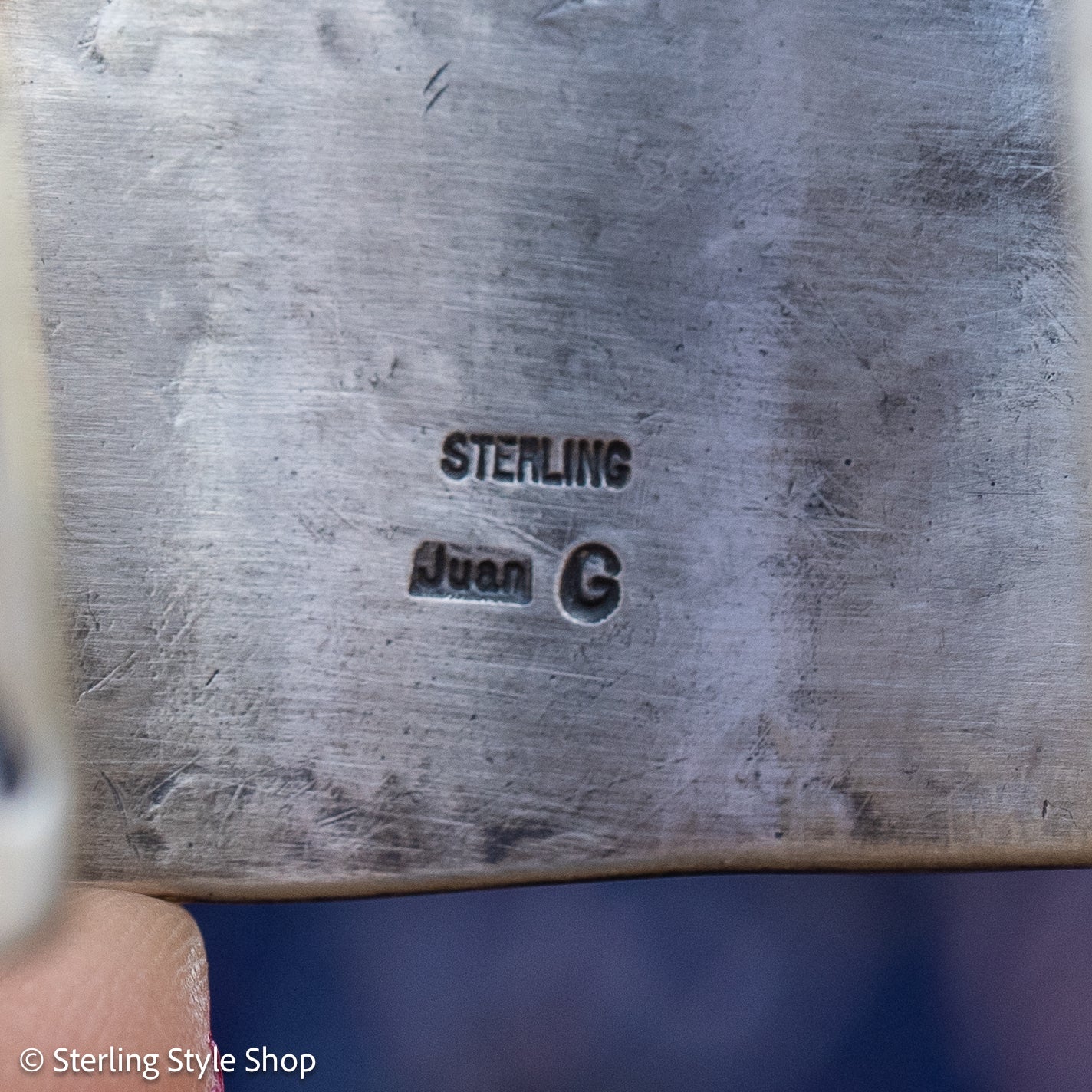 Juan Guerrero Hand Stamped Sterling Silver Cuff, Wide 1 Inch Band, 80g