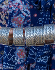 Juan Guerrero Hand Stamped Sterling Silver Cuff, Wide 1 Inch Band, 80g