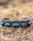 Chimney Butte Golden Hills Turquoise Cuff, Seven Stones, Navajo Sterling Silver