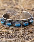 Chimney Butte Golden Hills Turquoise Cuff, Seven Stones, Navajo Sterling Silver