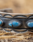 Chimney Butte Golden Hills Turquoise Cuff, Seven Stones, Navajo Sterling Silver