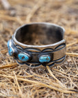 Chimney Butte Golden Hills Turquoise Cuff, Seven Stones, Navajo Sterling Silver