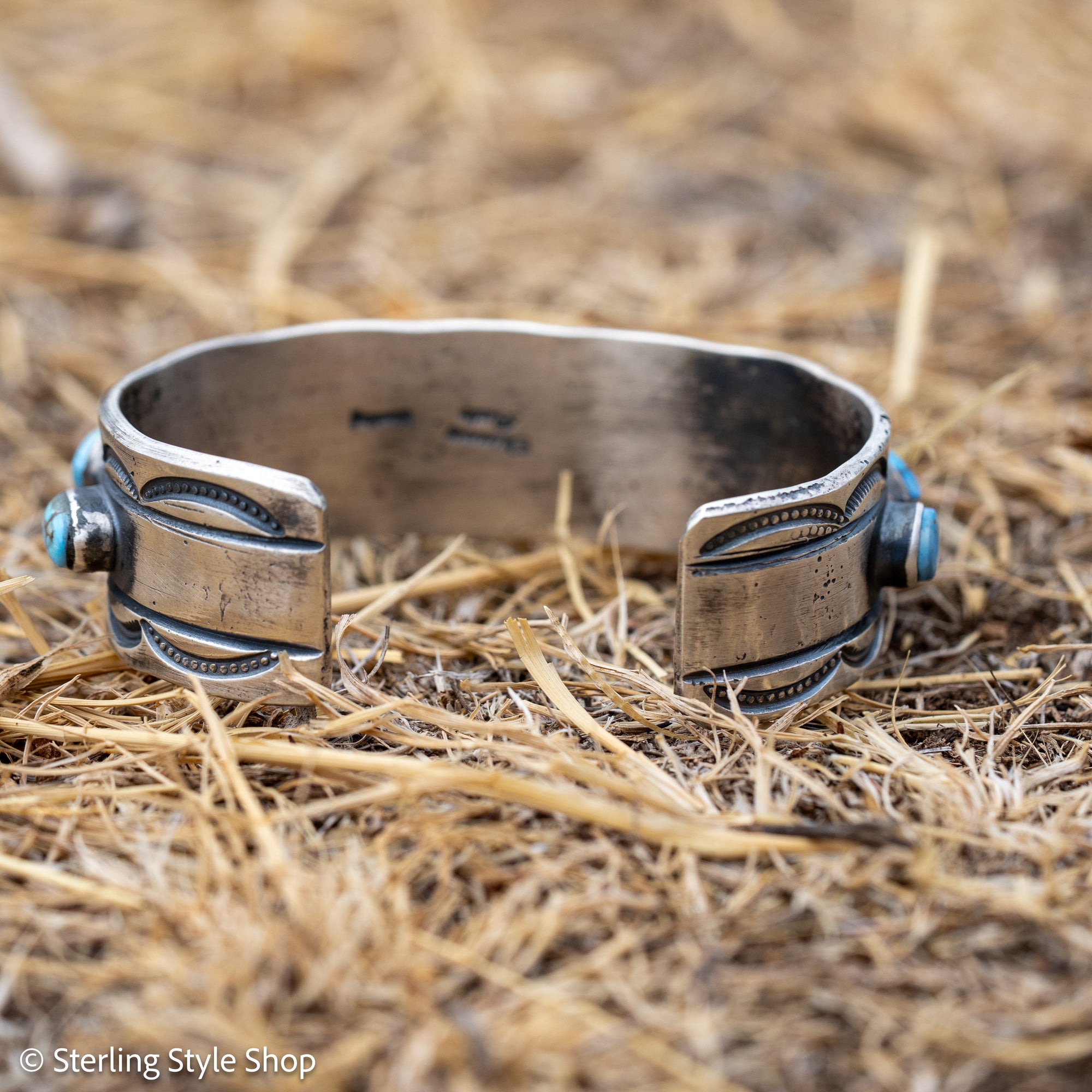 Chimney Butte Golden Hills Turquoise Cuff, Seven Stones, Navajo Sterling Silver