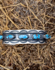 Chimney Butte Golden Hills Turquoise Cuff, Seven Stones, Navajo Sterling Silver