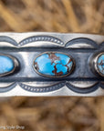 Chimney Butte Golden Hills Turquoise Cuff, Seven Stones, Navajo Sterling Silver