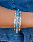 Chimney Butte Golden Hills Turquoise Cuff, Seven Stones, Navajo Sterling Silver