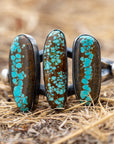 Chimney Butte Number 8 Turquoise Cuff, Three Large Stones, Navajo Sterling Silver