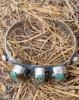 Chimney Butte Number 8 Turquoise Cuff, Three Large Stones, Navajo Sterling Silver