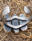 Chimney Butte Number 8 Turquoise Cuff, Three Large Stones, Navajo Sterling Silver