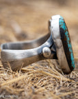 Chimney Butte Number 8 Turquoise Cuff, Three Large Stones, Navajo Sterling Silver