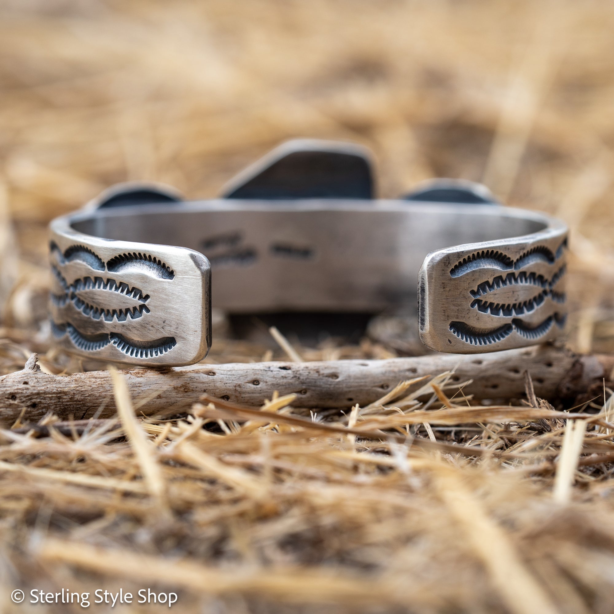 Chimney Butte Kingman Turquoise Concho Cuff, Navajo Sterling Silver, 76g