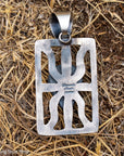 Chimney Butte White Buffalo Pendant, Open Frame, Navajo Sterling Silver