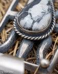 Chimney Butte White Buffalo Pendant, Open Frame, Navajo Sterling Silver