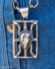Chimney Butte White Buffalo Pendant, Open Frame, Navajo Sterling Silver
