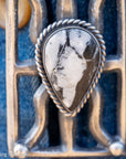 Chimney Butte White Buffalo Pendant, Open Frame, Navajo Sterling Silver