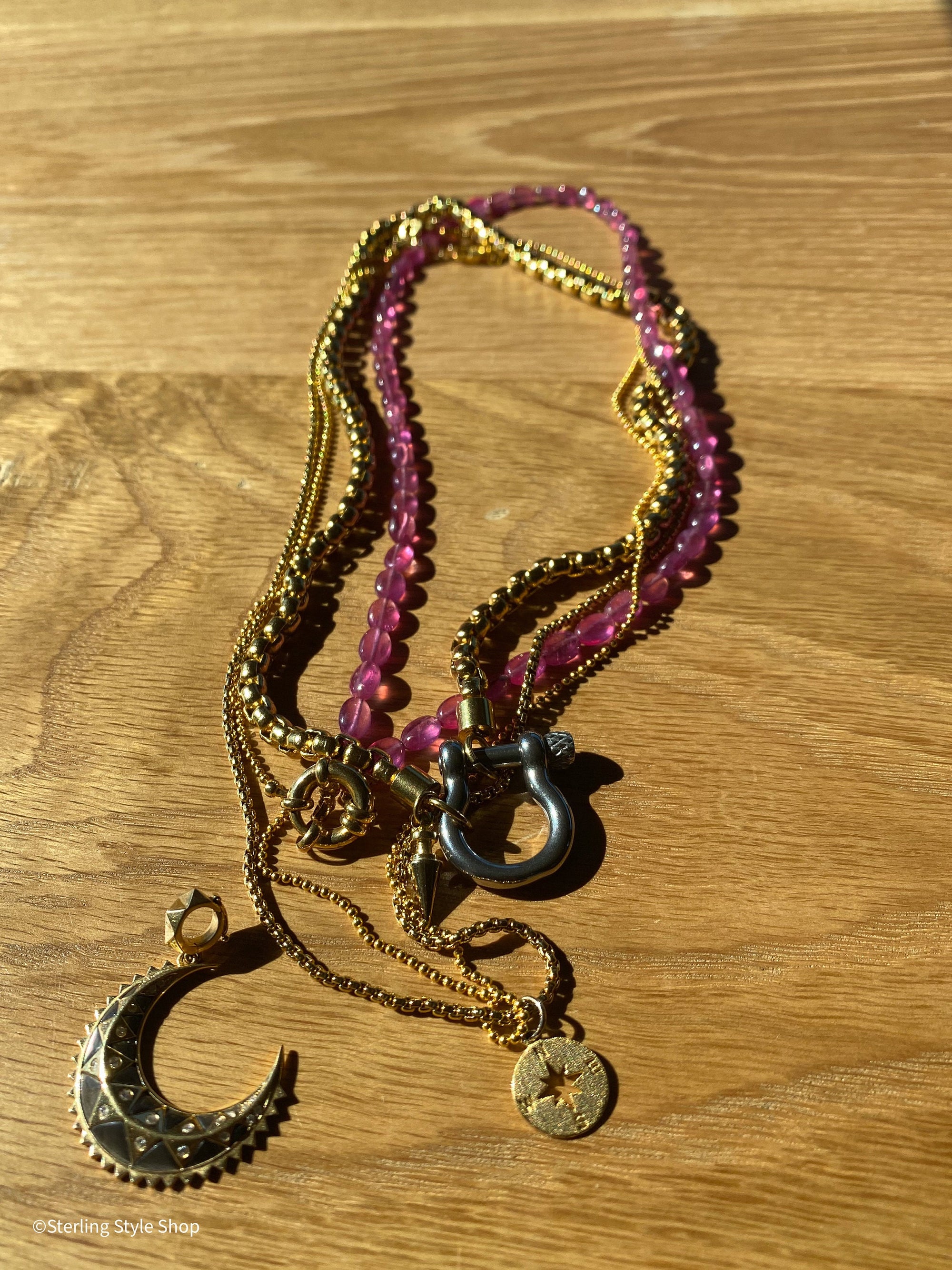 17&quot; Natural Pink Sapphire Necklace with 14k spring ring clasp