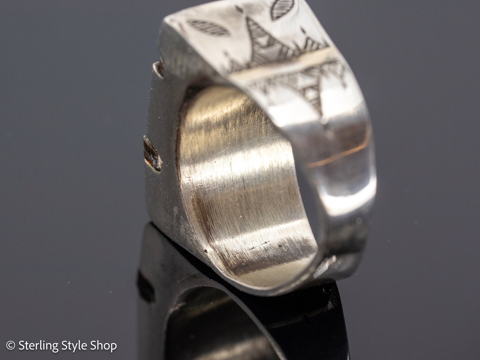 Sterling Silver Old Tuareg Ring With Ebony
