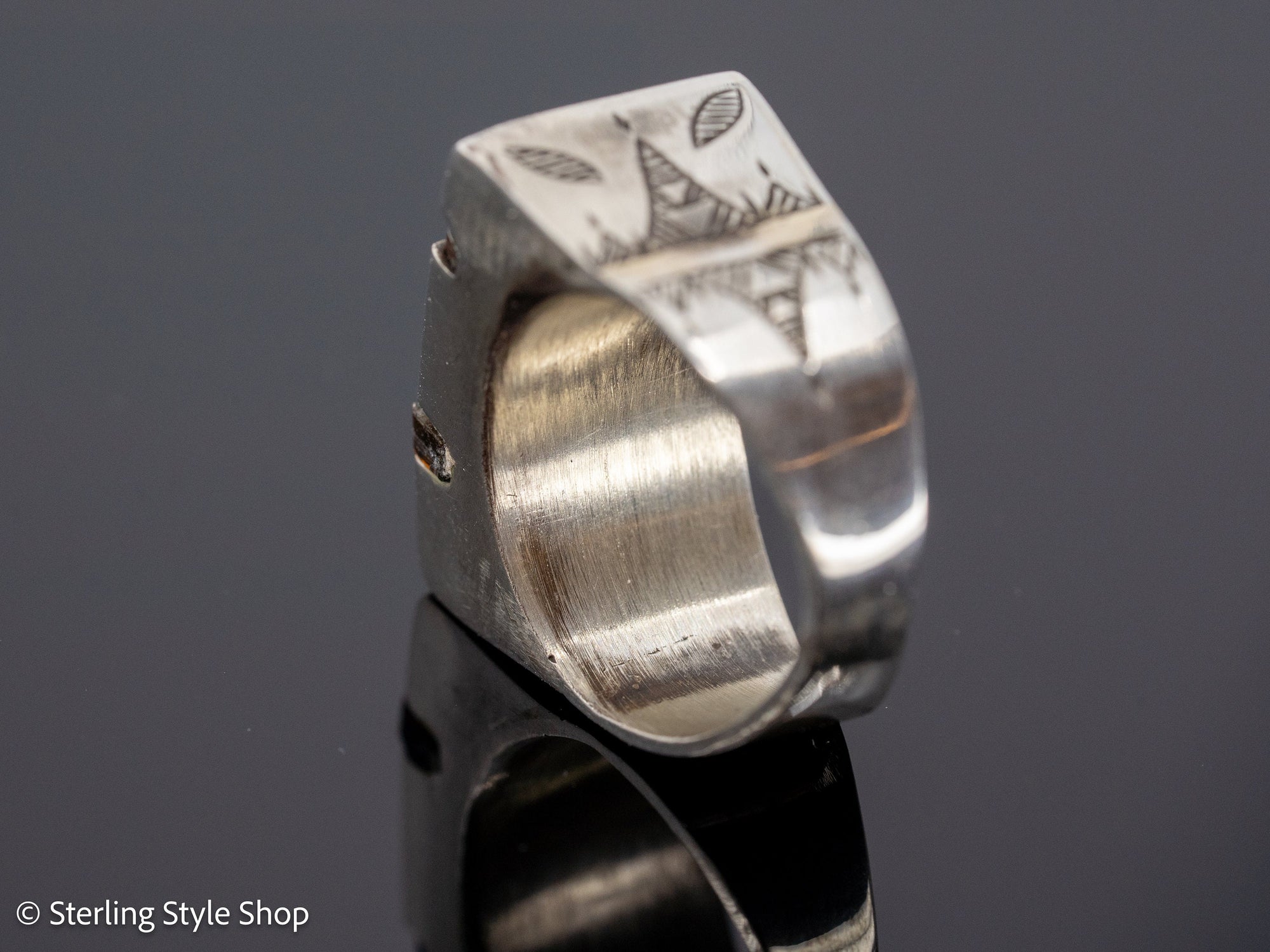 Sterling Silver Old Tuareg Ring With Ebony