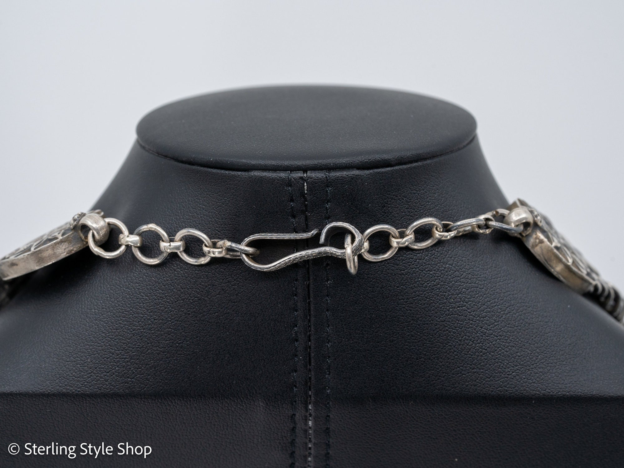 Vintage Sterling Silver Coin Necklace from India