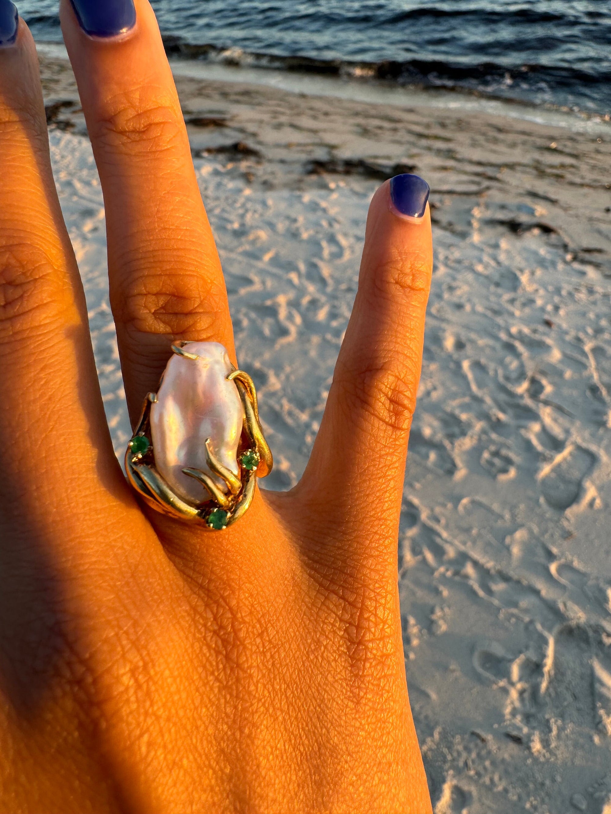 18K Yellow Gold Freshwater Pearl Ring